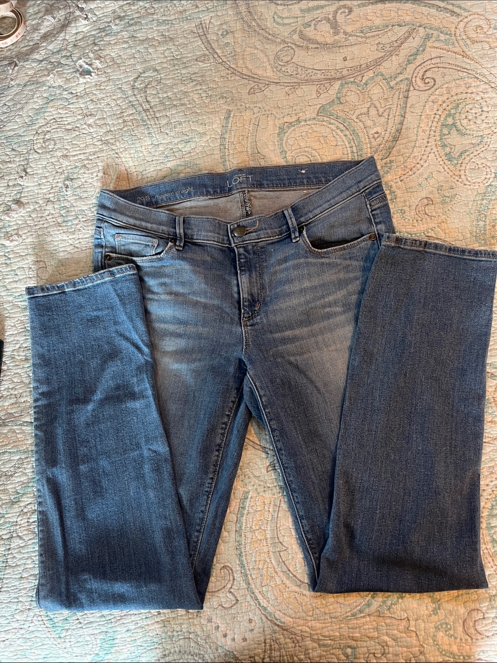LOFT Women's Straight Leg Jeans in Medium Blue